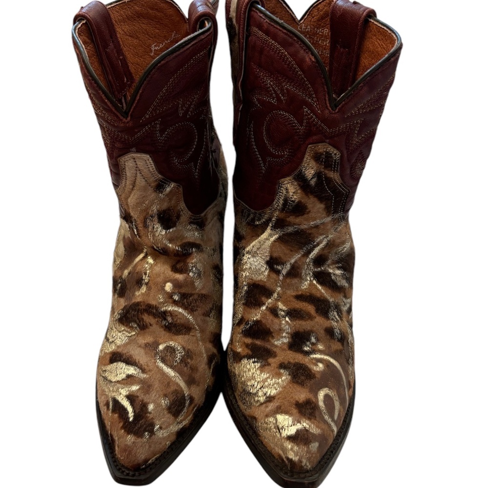 French’s Calfhair Cowboys With Gold Leafing Size 8.5. EUC